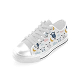 Cute sleeping sheep moon cloud pattern Men's Low Top Shoes White