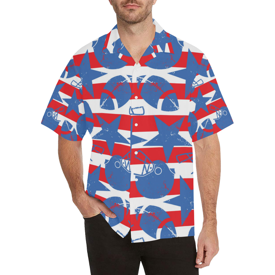 American football ball star stripes pattern Men's All Over Print Hawaiian Shirt