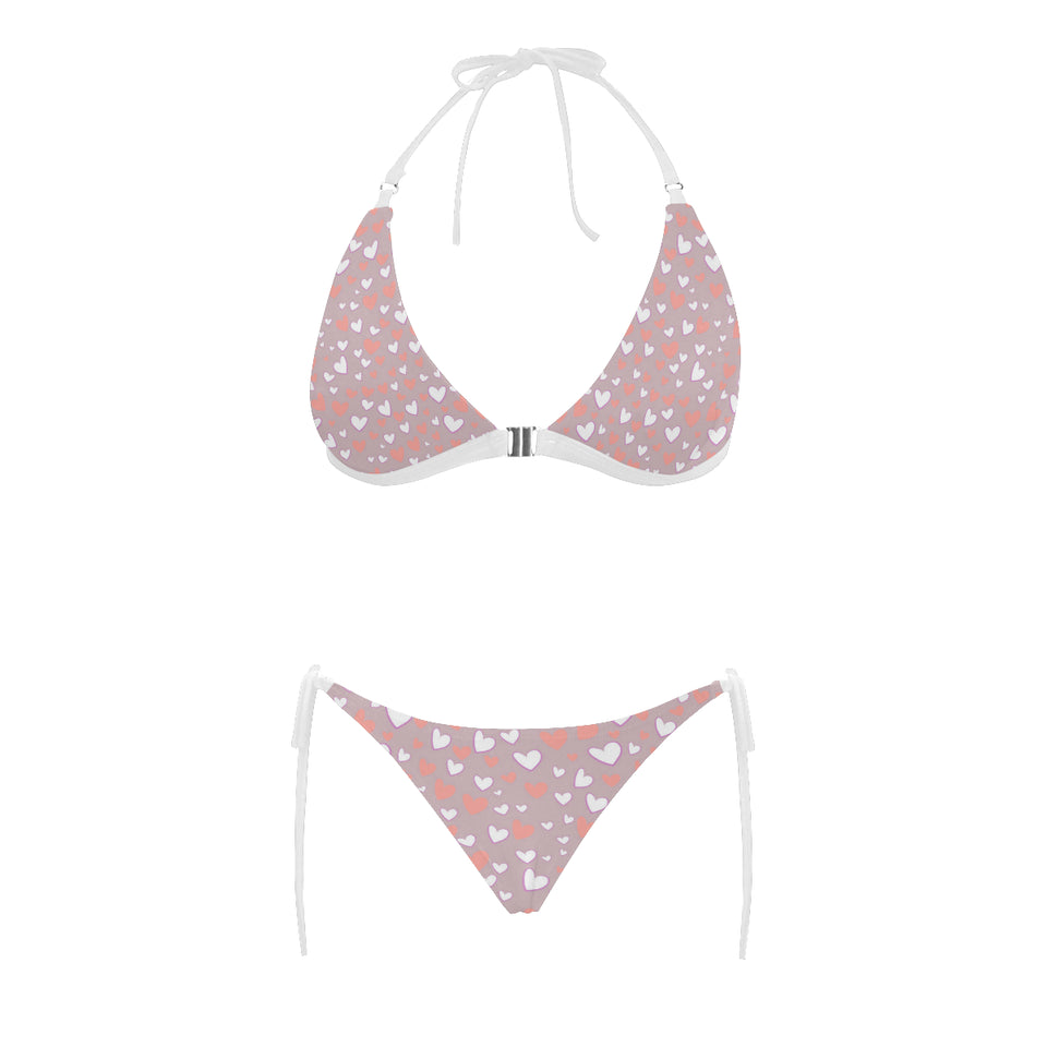 coral white heart pattern Sexy Bikinis Two-Piece Swimsuits