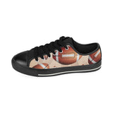 American football ball design pattern Men's Low Top Canvas Shoes Black