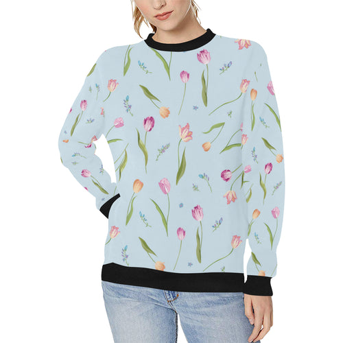 Watercolor Tulips pattern Women's Crew Neck Sweatshirt