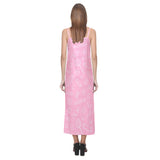 Sweet candy pink background V-Neck Open Fork Long Dress