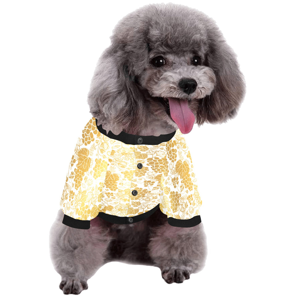 Gold grape pattern All Over Print Pet Dog Round Neck Fuzzy Shirt