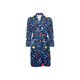 Music Notes Pattern Print Design 03 Men's Long Sleeve Belted Night Robe