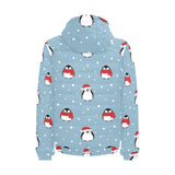 Cute penguin christmas snow pattern Men's Padded Hooded Jacket