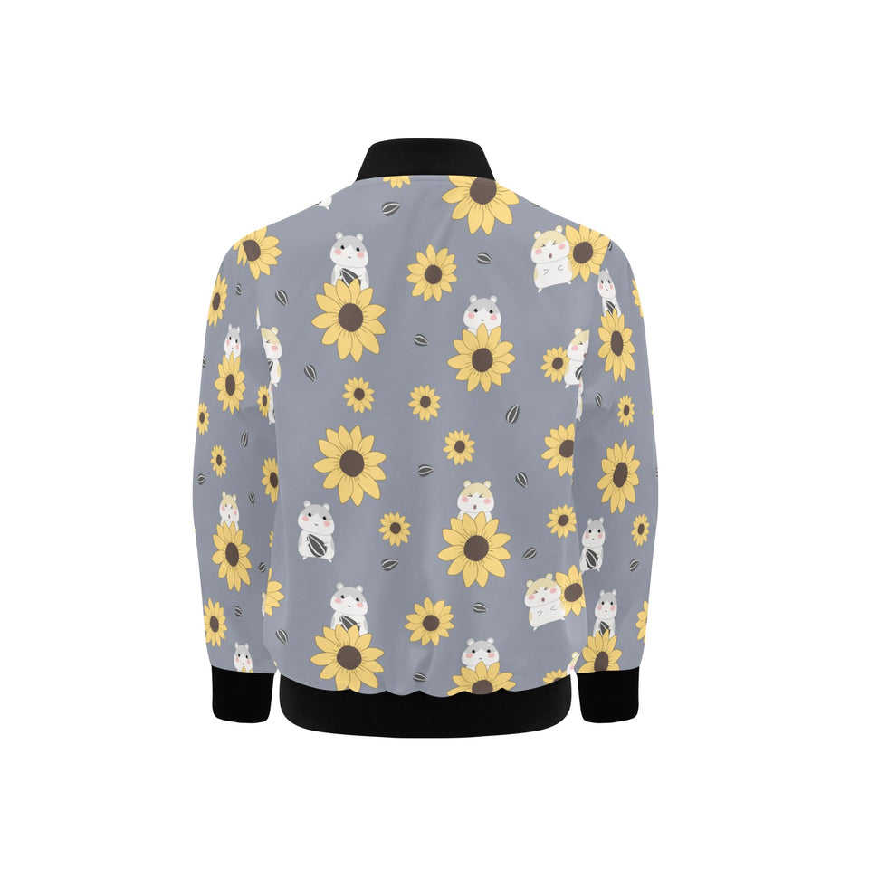 Cute hamster sunflower pattern background Kids' Boys' Girls' Bomber Jacket
