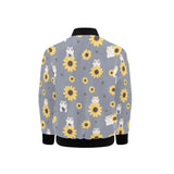 Cute hamster sunflower pattern background Kids' Boys' Girls' Bomber Jacket