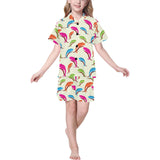 Colorful Chameleon lizard pattern Kids' Boys' Girls' V-Neck Short Pajama Set
