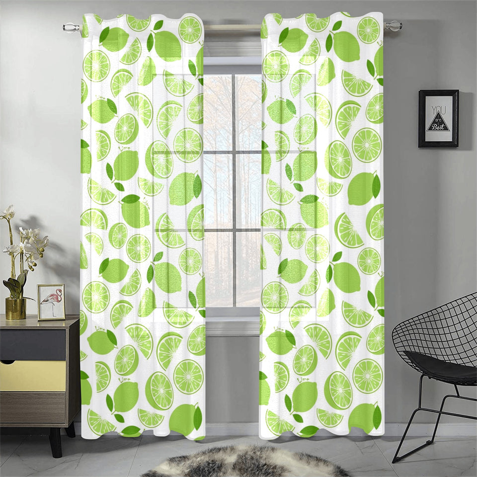 Lime design pattern Gauze Curtain