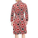 Casino Cards Suits Pattern Print Design 03 Men's Long Sleeve Belted Night Robe