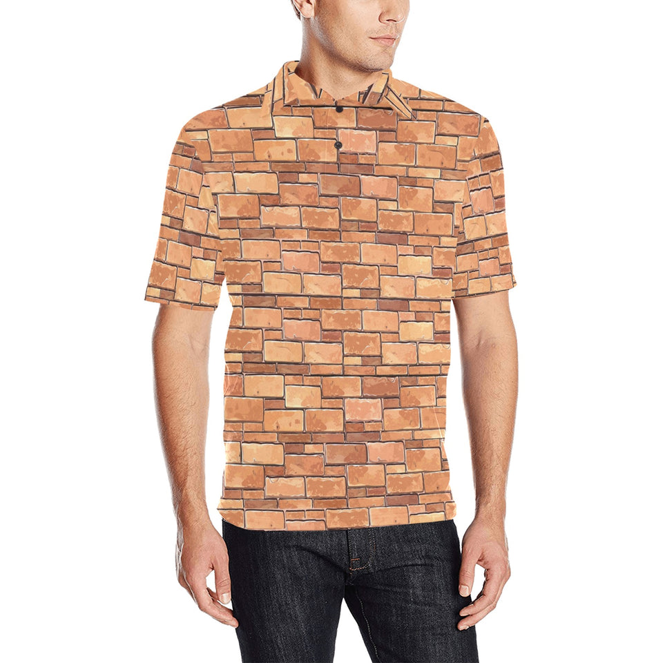 Brick Printed Pattern Print Design 04 Men's All Over Print Polo Shirt