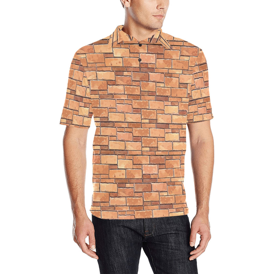Brick Printed Pattern Print Design 04 Men's All Over Print Polo Shirt