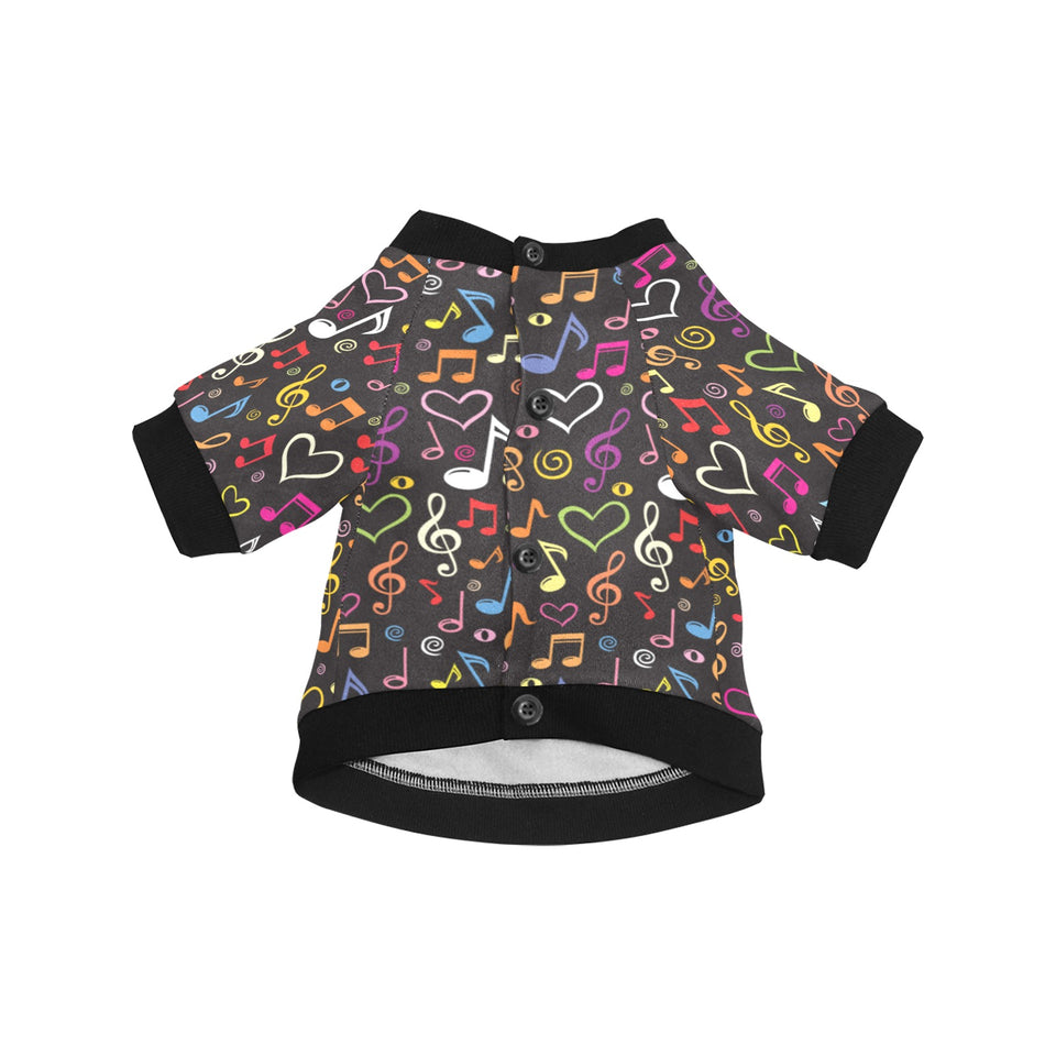 Music Notes Pattern Print Design 02 All Over Print Pet Dog Round Neck Fuzzy Shirt
