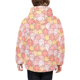 Pig Pattern Print Design 04 Kids' Boys' Girls' Padded Hooded Jacket