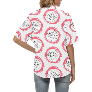 Hand drawn dragon fruit Women's All Over Print Hawaiian Shirt