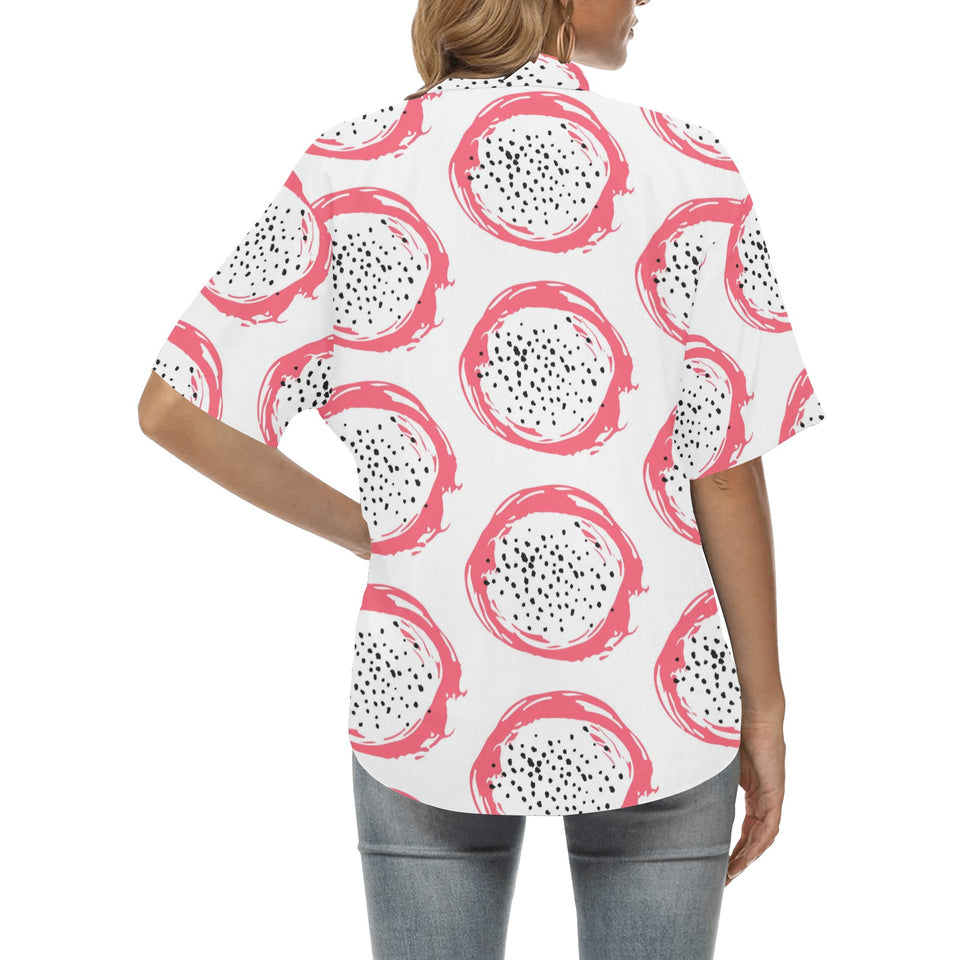 Hand drawn dragon fruit Women's All Over Print Hawaiian Shirt