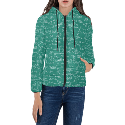 Math Pattern Print Design 01 Women's Padded Hooded Jacket