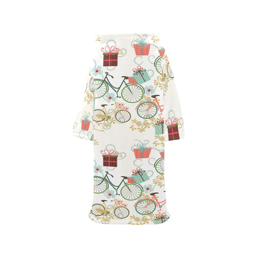 Bicycle Pattern Print Design 05 Blanket Robe with Sleeves