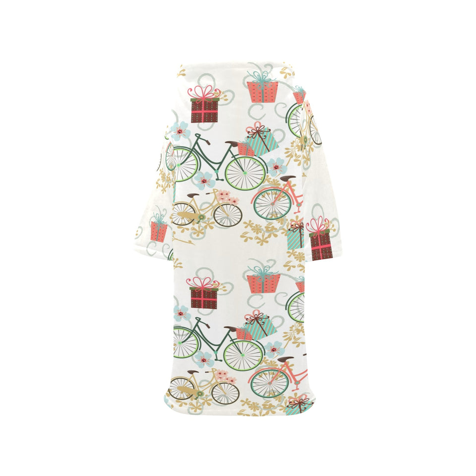 Bicycle Pattern Print Design 05 Blanket Robe with Sleeves