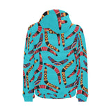 Boomerang Australian aboriginal ornament blue back Men's Padded Hooded Jacket