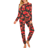 Tomato black background Women's All Over Print Pajama Set