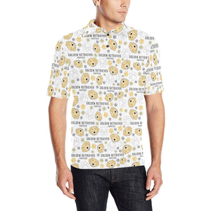Golden Retriever Pattern Print Design 04 Men's All Over Print Polo Shirt