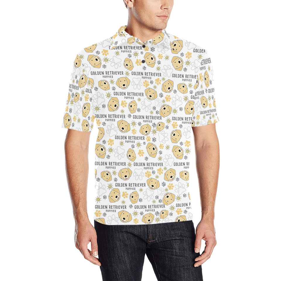 Golden Retriever Pattern Print Design 04 Men's All Over Print Polo Shirt