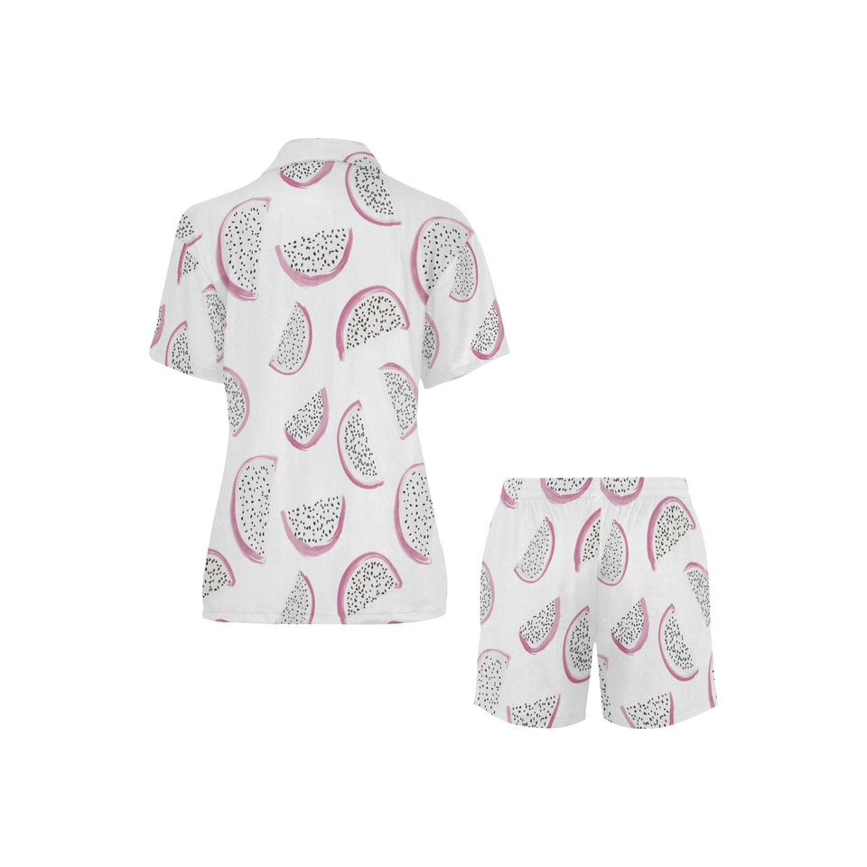 dragon fruit pattern Women's V-Neck Short Pajama Set