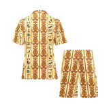 Egypt Hieroglyphics Pattern Print Design 04 Men's V-Neck Short Pajama Set