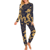 Gold dragon pattern Women's All Over Print Pajama Set