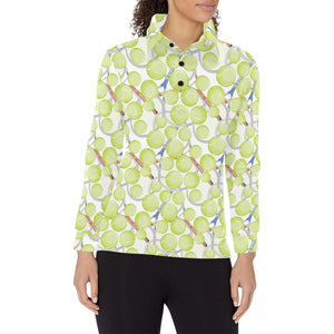 Tennis Pattern Print Design 01 Women's Long Sleeve Polo Shirt