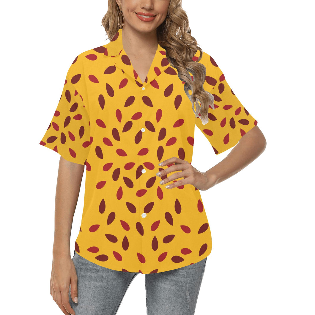 Passion fruit texture Women's All Over Print Hawaiian Shirt