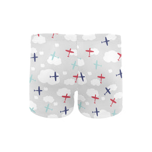 Airplane cloud grey background Men's Swimming Trunks