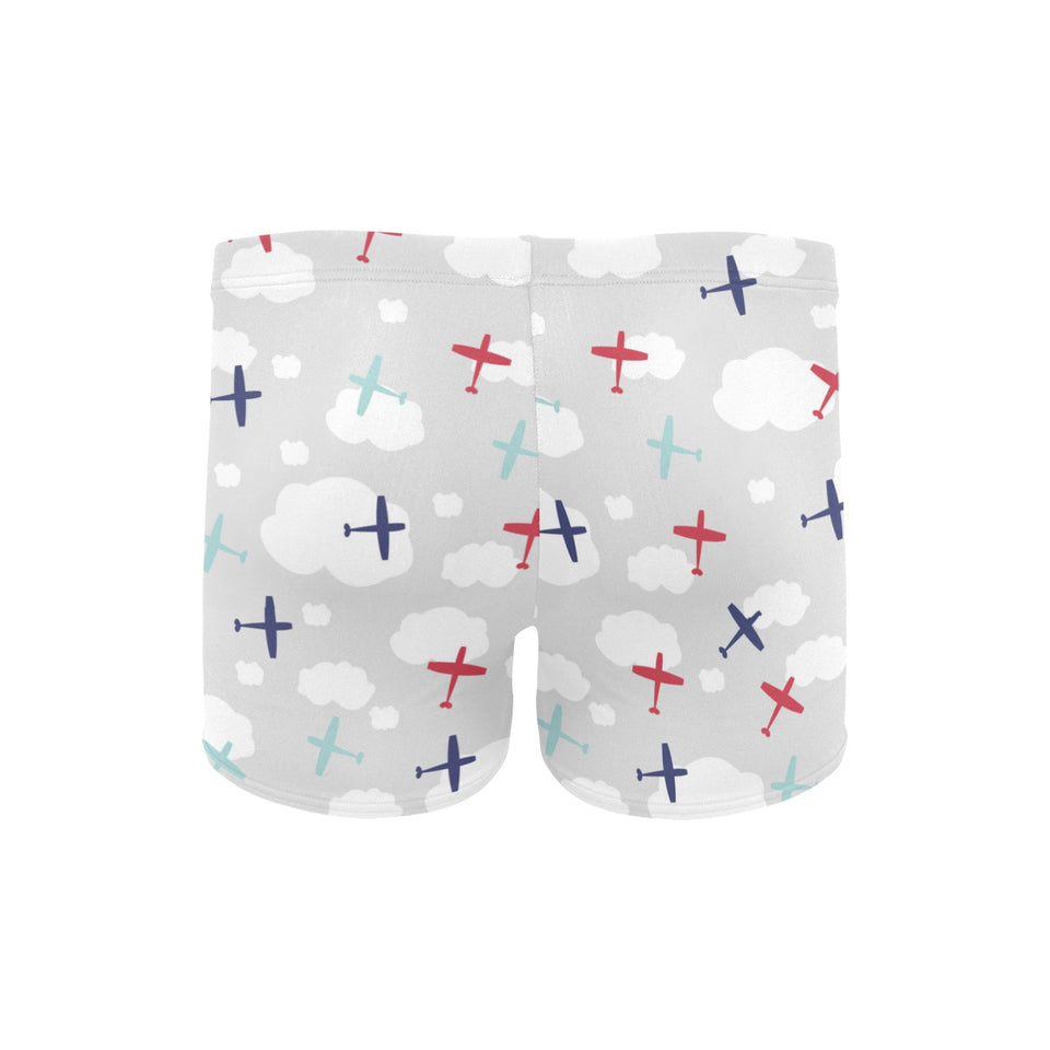 Airplane cloud grey background Men's Swimming Trunks