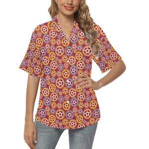 Gear Pattern Print Design 04 Women's All Over Print Hawaiian Shirt