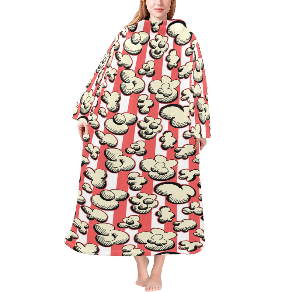 Popcorn Pattern Print Design 05 Blanket Robe with Sleeves