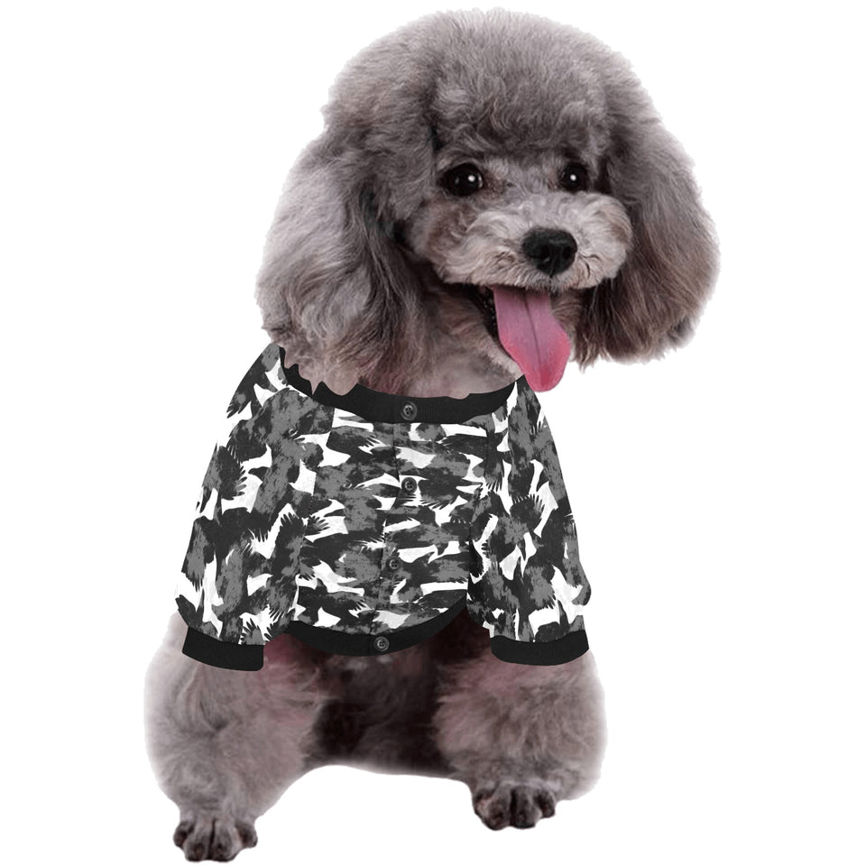 Crow illustration pattern All Over Print Pet Dog Round Neck Fuzzy Shirt