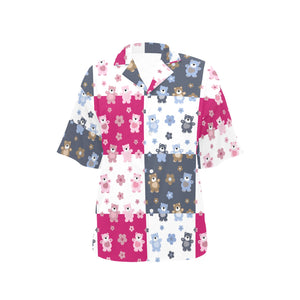 Teddy Bear Pattern Print Design 03 Women's All Over Print Hawaiian Shirt