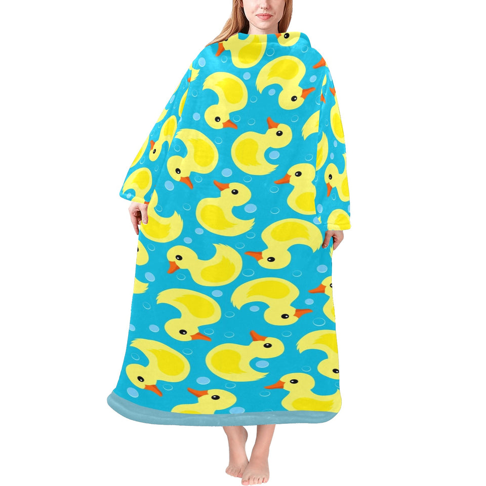 Duck Pattern Print Design 04 Blanket Robe with Sleeves