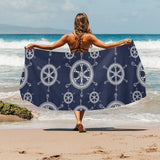 nautical steering wheel design pattern Beach Towel