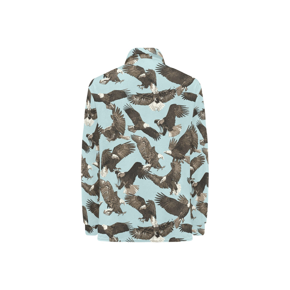 Eagle Pattern Print Design 01 Women's Long Sleeve Polo Shirt
