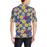 Passion fruit blue background Men's All Over Print Polo Shirt