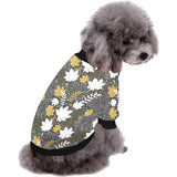 Beautiful gold autumn maple leaf pattern All Over Print Pet Dog Round Neck Fuzzy Shirt
