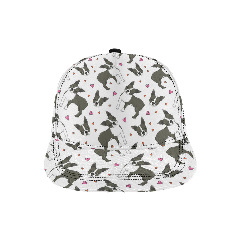 Boston terrier dog hearts vector pattern All Over Print Snapback Cap