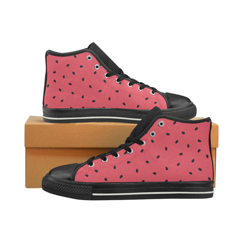 watermelon texture background Women's High Top Canvas Shoes Black