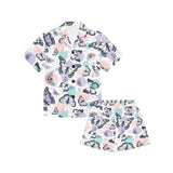 Butterfly pattern Kids' Boys' Girls' V-Neck Short Pajama Set
