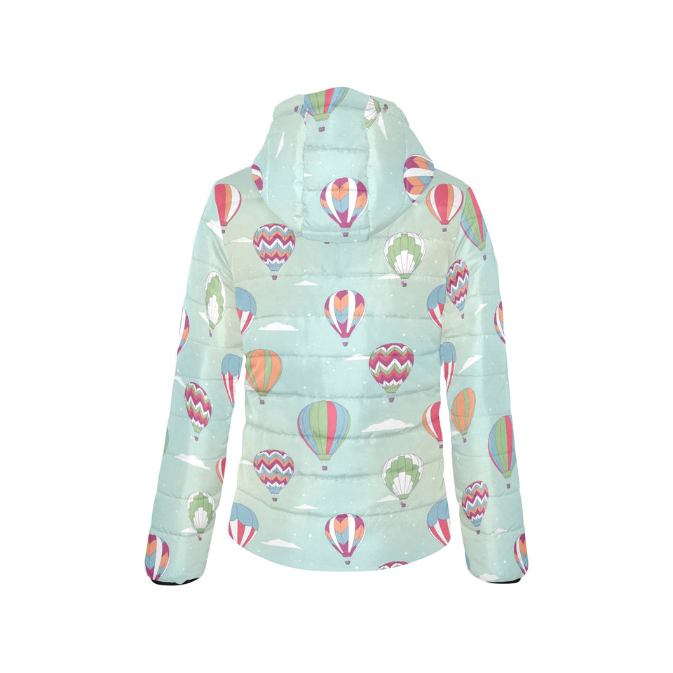 Hot Air Balloon design Pattern Women's Padded Hooded Jacket