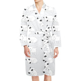 Bull Terrier Pattern Print Design 01 Men's Long Sleeve Belted Night Robe