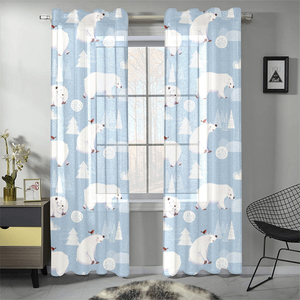 Cute polar bears Christmas decoration pattern Gauze Curtain