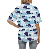 polar bear winter snow pattern Women's All Over Print Hawaiian Shirt